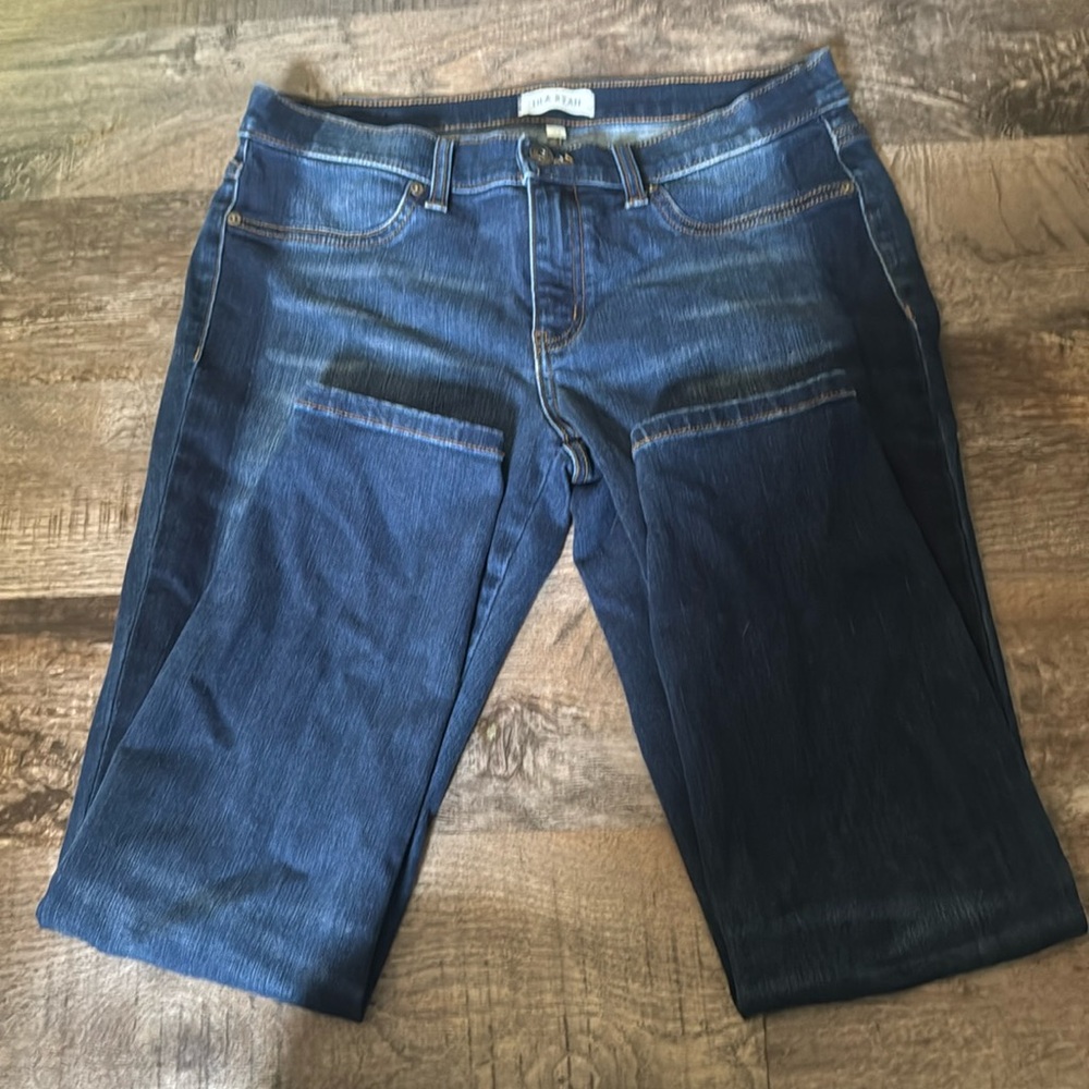 LILA RYAN Solid Blue Ankle Stretch Mid Ride Jeans Size 32 - Picture 3 of 12